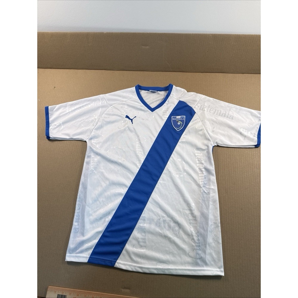 Puma Guatemala Mens Large World Cup Futbal Soccer Jersey White/blue